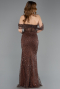 Long Brown Beaded Evening Dress ABU5833