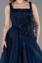 Long Navy Blue Dantelle Evening Dress ABU5778
