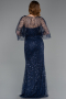 Long Navy Blue Beaded Evening Dress ABU5798