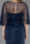 Long Navy Blue Beaded Evening Dress ABU5798