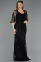 Long Black Beaded Evening Dress ABU5798