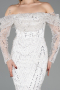 Long White Beaded Evening Dress ABU5825