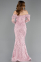 Long Powder Color Beaded Evening Dress ABU5825