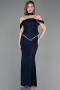 Long Navy Blue Dantelle Evening Dress ABU6038