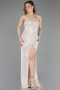 Beige Long Scaly Evening Dress ABU3246