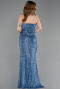 Indigo Long Scaly Evening Dress ABU3246