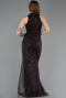 Dark Brown Halter Neck Long Beaded Mermaid Evening Gown ABU4791