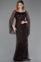 Brown Long Beaded Evening Dress ABU5066