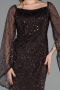 Brown Long Beaded Evening Dress ABU5066