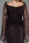 Brown Long Beaded Evening Dress ABU5066