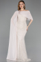 Long Beige Beaded Evening Dress ABU5816