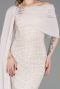 Long Beige Beaded Evening Dress ABU5816