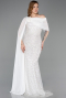 Long White Beaded Evening Dress ABU5816