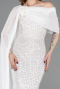 Long White Beaded Evening Dress ABU5816