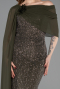 Long Olive Drab Beaded Evening Dress ABU5816