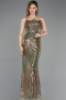 Long Olive Drab Scaly Evening Dress ABU5828