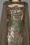 Long Olive Drab Scaly Evening Dress ABU5828