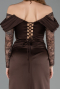 Long Brown Satin Evening Dress ABU5829