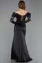 Long Black Satin Evening Dress ABU5829