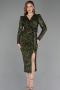 Midi Olive Drab Scaly Cocktail Dress ABK2543