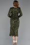 Midi Olive Drab Scaly Cocktail Dress ABK2543