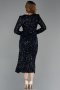 Midi Navy Blue Scaly Cocktail Dress ABK2543