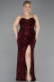 Long Burgundy Scaly Plus Size Evening Dress ABU5818