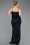 Long Navy Blue Scaly Plus Size Evening Dress ABU5818