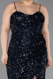 Long Navy Blue Scaly Plus Size Evening Dress ABU5818
