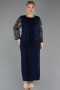 Midi Navy Blue Plus Size Evening Dress ABK2418