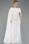 Long White Beaded Plus Size Evening Dress ABU5819