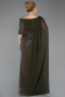 Long Olive Drab Beaded Plus Size Evening Dress ABU5819