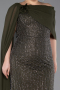 Long Olive Drab Beaded Plus Size Evening Dress ABU5819
