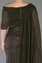 Long Olive Drab Beaded Plus Size Evening Dress ABU5819
