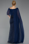 Long Navy Blue Beaded Plus Size Evening Dress ABU5819
