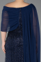 Long Navy Blue Beaded Plus Size Evening Dress ABU5819