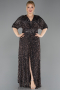 Long Anthracite Scaly Plus Size Evening Gown ABU5846