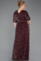 Long Burgundy Scaly Plus Size Evening Gown ABU5846