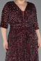 Long Burgundy Scaly Plus Size Evening Gown ABU5846