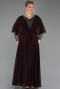 Long Brown Chiffon Plus Size Evening Dress ABU5850