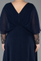Long Navy Blue Chiffon Plus Size Evening Dress ABU5850