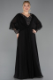 Long Black Chiffon Plus Size Evening Dress ABU5850