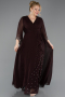 Long Brown Chiffon Plus Size Evening Dress ABU5853