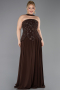 Long Brown Chiffon Plus Size Evening Dress ABU5855