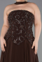 Long Brown Chiffon Plus Size Evening Dress ABU5855
