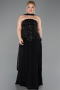 Long Black Chiffon Plus Size Evening Dress ABU5855