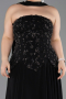 Long Black Chiffon Plus Size Evening Dress ABU5855