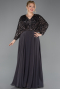 Long Anthracite Chiffon Formal Plus Size Dress ABU5859