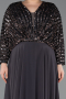 Long Anthracite Chiffon Formal Plus Size Dress ABU5859