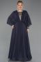 Long Anthracite Chiffon Formal Plus Size Dress ABU5860